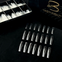 Makeauty - Puntas de Uñas Acrílicas Transparentes con Diseño de Ataúd Cuadrado y Stiletto, Cobertura Completa, 504 Unidades
