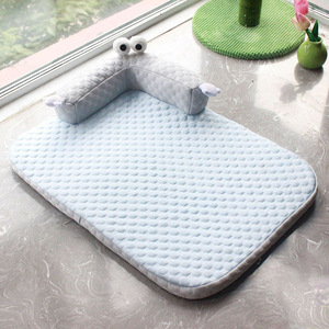 Cama rectangular para perros, colchoneta refrescante extraíble y lavable para perros, cama para mascotas para verano y cuatro estaciones, color amarillo rocoso, azul marino - Product Image 2