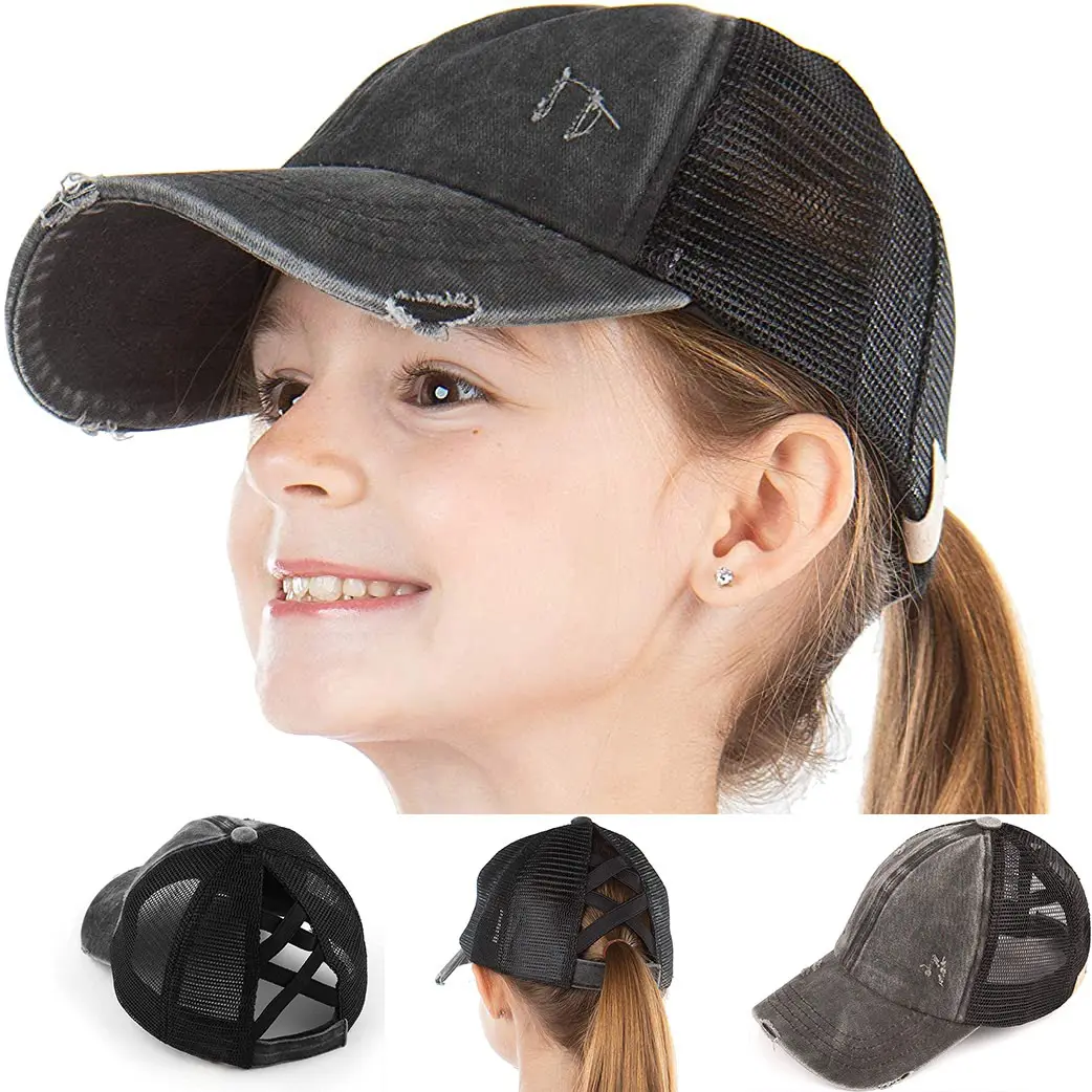 Shouting27 New European and American children and girls washed holed ponytail with baseball cap colorful gradient color