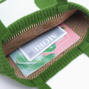 PEIQUAN Cute Cartoon Pattern Knitted Handbag Women Casual Shopping <strong>Bag</strong> Literary Shoulder <strong>Tote</strong> <strong>Bag</strong> - Product Image 3