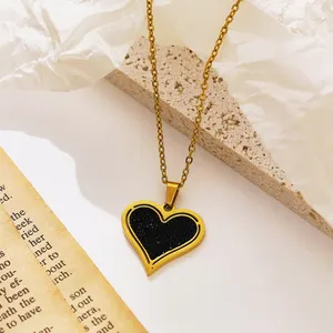 XIXI Joyeria Fina Con Bao De Oro De 18K Love Heart Pendant Zircon Women Manufacturer Stainless Steel Fashion Jewelry Necklaces