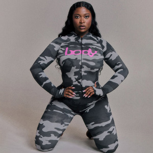 C1036 Jaket Hoodie dan Celana Olahraga Kasual Bermotif Huruf, Set Dua Potong Fashion Olahraga untuk Wanita - Product Image 4