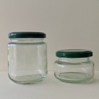 Multi-size Clear Food Grade Glass Jam Jar With Green sealing lid for Canning Preserves Kitchen Food Storage