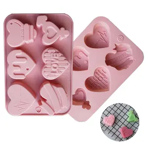 Phong Cách Mới Valentine Của Ngày Silicone Baking Công Cụ Tùy Chỉnh 6 Khoang Trái Tim Sô Cô La Khuôn Silicone Cookie Nướng DIY Khuôn