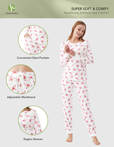 Liquidación de Stock: Conjunto de Pijama Floral de 2 Piezas para Mujer, Ropa de Dormir Suave de Algodón, Disponible al por Mayor, Ropa Casual de Primavera - Product Image 2