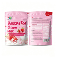 Poudre de lait éclaircissante saveur fraise pour l'éclat de la peau, supplément alimentaire au glutathion, sachets de boisson instantanée 180g