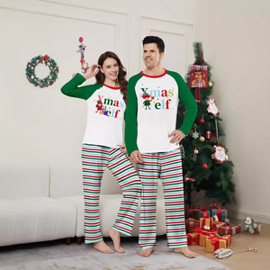 Conjunto de Natal para Pais e Filhos, Estilo Mãe e Filho, Conjunto de Outono para Famílias, Três ou Quatro Peças com Estampas de Letras Listradas, Estilo Europeu-Americano - Product Image 2