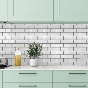 Giấy Dán Tường Gạch Ốp Tường Màu Trắng Bóng 3d Bằng Vinyl Cho Nhà Bếp - Product Image 5