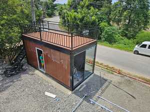 บ้านภาชนะไม้พร้อมดาดฟ้าถอดได้ภาชนะบรรจุสำเร็จรูป