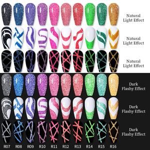 LILYCUTE OEM Etiqueta Privada 24 colores Gel reflectante arte pintura colección Super Flash Disco Liner arte pintura Gel polaco - Product Image 5