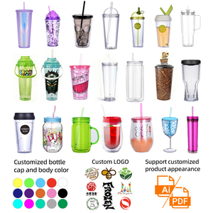 Gobelet à café glacé en plastique réutilisable à double paroi, anti-fuite, transparent personnalisé, avec couvercle et paille, 16oz/24oz/40oz, style globe de <span class=keywords><strong>neige</strong></span> - Product Image 2
