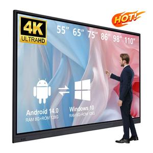 Tableau blanc interactif intelligent à écran tactile numérique Android/OPS, <span class=keywords><strong>prix</strong></span> d'usine, 4k, 86, 55, 65, 75, 85, 98, 110 pouces - Product Image 1
