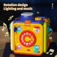 Cubo de Actividades Montessori para Bebés, Juguete Multifuncional Desmontable, Hexaedro de Seis Lados con Luces y Música