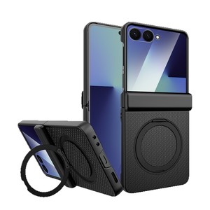 Simple, solid-color, skin-feel rotating magnetic stand, compatible with Samsung Z Flip7 <b>phone</b> <b>cases</b>, offering drop protection fo - Product Image 5