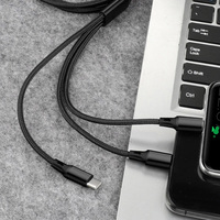 Vente flash : Câble de charge rapide USB Type C Micro PD 66W 4 en 1 avec port de charge USB, câbles de données de 2 m, câble de charge rapide 3 en 1 en nylon tressé pour téléphone iOS
