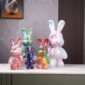 人気の アート クラフト DIY フルイド ラビット トイ プラスチック製 無地 アニマル ドール ペインティング フィギュア フルイド ベア 学校の贈り物に - Product Image 3