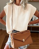 Saodimallsu Pull léger en tricot pour femme, col rond, coupe ample, couleur unie, décontracté, été