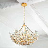 Lustre moderne de luxe en forme de fleur, en cristal, pour salon, décoration dorée, design de designer