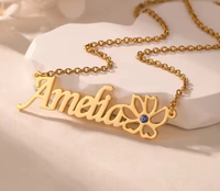 Colliers personnalisés pour femmes, plaqués or, en acier inoxydable, avec lettres florales, bijoux personnalisés pour femmes