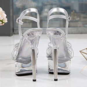 Sandales à plateforme de haute qualité à bout ouvert pour femme, talons transparents pour femme élégante - Product Image 6