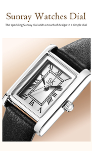 นาฬิกาควอทซ์แฟชั่นทรงสี่เหลี่ยมสำหรับผู้หญิงสร้อยข้อมือหนังหน้าปัดโรมัน - Product Image 4
