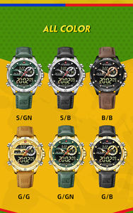 NAVIFORCE orologio militare 9208 per gli uomini di lusso originale al quarzo orologio sportivo da uomo impermeabile cinturino in pelle digitale orologio analogico - Product Image 3