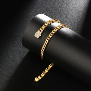 Men's <b>Iced</b> <b>Out</b> Miami Cuban Bracelet- Hip Hop Rapper Bling Cuban Link <b>Chain</b> with Cubic Zirconia, Gold and Silver Plated Stainless - Product Image 5