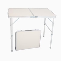 Table pliante légère et portable en alliage d'aluminium avec plateau en MDF, pieds réglables pour le camping, les pique-niques, les voyages en plein air et les barbecues