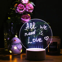 Base de luz nocturna de 16 colores, tablero de escritura borrable, luz nocturna creativa DIY RGB LED, Mensaje, tablero de escritura acrílico, luz con bolígrafo