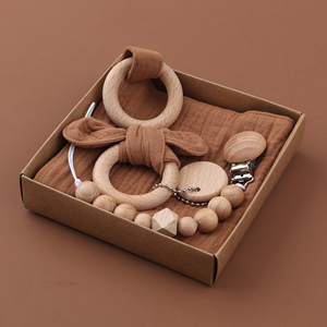 Venta al por mayor de madera de algodón bebé mordedor anillo bebé dentición juguetes niños madera mordedor para bebé - Product Image 2