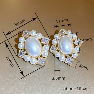 Eleganti Orecchini a Occhio di Gatto con Perle Finte per Donne, Gioielli in Stile Chic da Corte - Product Image 3