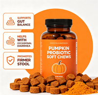 Friandises à mâcher molles probiotiques à la citrouille pour chiens – Soutien digestif, santé intestinale, diarrhée, aide à la régularité des selles – Tous âges – Durée de conservation : 2 ans
