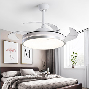 Ventilateur de plafond minimaliste E27 LED avec télécommande moteur en verre AC/DC lumière d'aromathérapie à gradation tricolore pour un usage domestique - Product Image 6