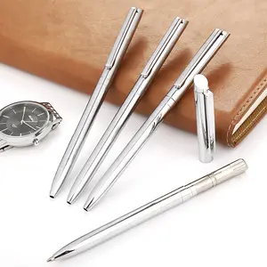 Custom Logo Nieuwe Roestvrijstalen Metalen Balpen Fijne Lange Hotel Reclame Cadeau Pen Business Metalen Pen