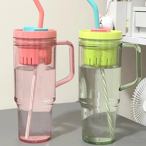 Gobelet en plastique 40oz sans BPA de vente directe d'usine bouteille d'eau aventure voyage gobelet en plastique avec poignée et paille - Product Image 2