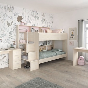 NOVA Lits superposés modernes pour enfants avec armoire de rangement Escaliers Ensemble de meubles de chambre à coucher pour enfants Lits superposés en bois massif <span class=keywords><strong>Bibop</strong></span> avec lit gigogne - Product Image 3