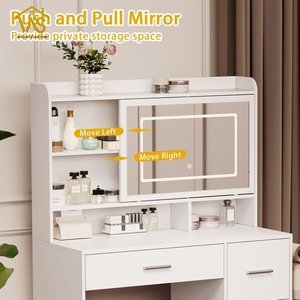 Đặc Biệt Cung Cấp Hiện Đại Dễ Thương Bằng Gỗ Bàn Trang Điểm Phân Ánh Sáng Gương Sồi Cho Phụ Nữ Của Phòng Ngủ Trang Điểm Internet Người Nổi Tiếng Của Lười Biếng - Product Image 6