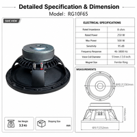 Haut-parleurs passifs pleine gamme LS RG10F65 10 pouces à double transducteur avec boîtier métallique, réponse en fréquence 46-3800 Hz, impédance 8 ohms