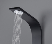 Colonne de douche multifonctionnelle en acier inoxydable noir mat avec pommeau de douche pluie et douchette à main