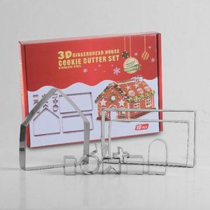Kitchen <b>Baking</b> Accessories 10pcs 3D Stainless Steel House Cookie Cutters Mould Christmas Cookie Cutter Set - Product Image 4
