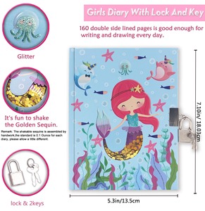 En stock : Ensemble <span class=keywords><strong>de</strong></span> journaux secrets pour filles, thème sirène, avec cadenas et clé, en vente - Product Image 4
