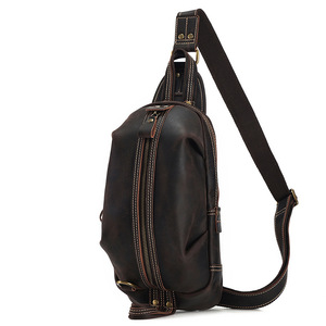 Bolso de pecho para hombre Dujiang, de cuero Crazy Horse, con cierre de cremallera, informal, bandolera, para uso diario. - Product Image 5