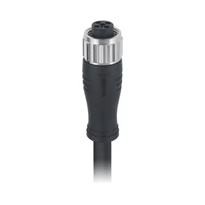 China Supplier M12 T Code Female Connector 4 Pin Molded 12A Power Cable Shielded 1 2 3 5 10 15 m Circular Waterproof Connector