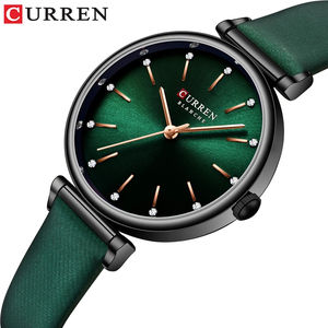 CURREN 9081 Orologi da <span class=keywords><strong>Donna</strong></span> Nuovo Marchio di Lusso <span class=keywords><strong>Orologio</strong></span> da Polso al Quarzo con Cinturino in Pelle Quadrante con Strass Lucidi <span class=keywords><strong>Orologio</strong></span> <span class=keywords><strong>Verde</strong></span> Femminile - Product Image 1