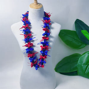 Collier de ruban de remise de diplôme de couleur scolaire 2026 avec fleurs de noix de Kukui, collier de ruban hawaïen - Product Image 5
