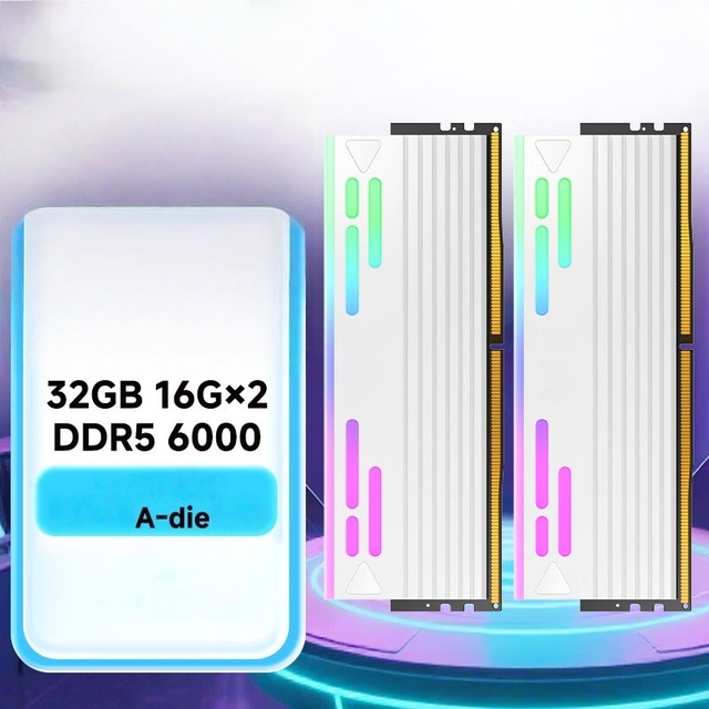 32GB (16GBX2) Set of Star Blade White RGB Light Strip C26 DDR5 6000 Desktop Memory Module Hynix A-die Granule