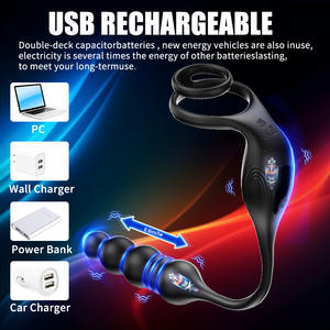 Control remoto inalámbrico 9 modos de vibración 3 en 1 estimulador de testículos de próstata masculino punto G vibrador masajeador de próstata - Product Image 6