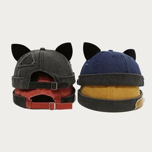 Casquette de baseball vintage pour femme, style hip-hop, avec oreilles de renard, en tissu délavé et surpiqué, modèle Docker mignon - Product Image 3