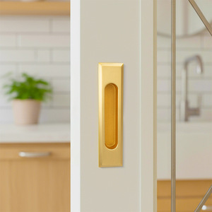 Manijas de Puerta Corredera Empotradas de Latón, Modernas, Ocultas, en Par, para Puertas de Granero - Product Image 3