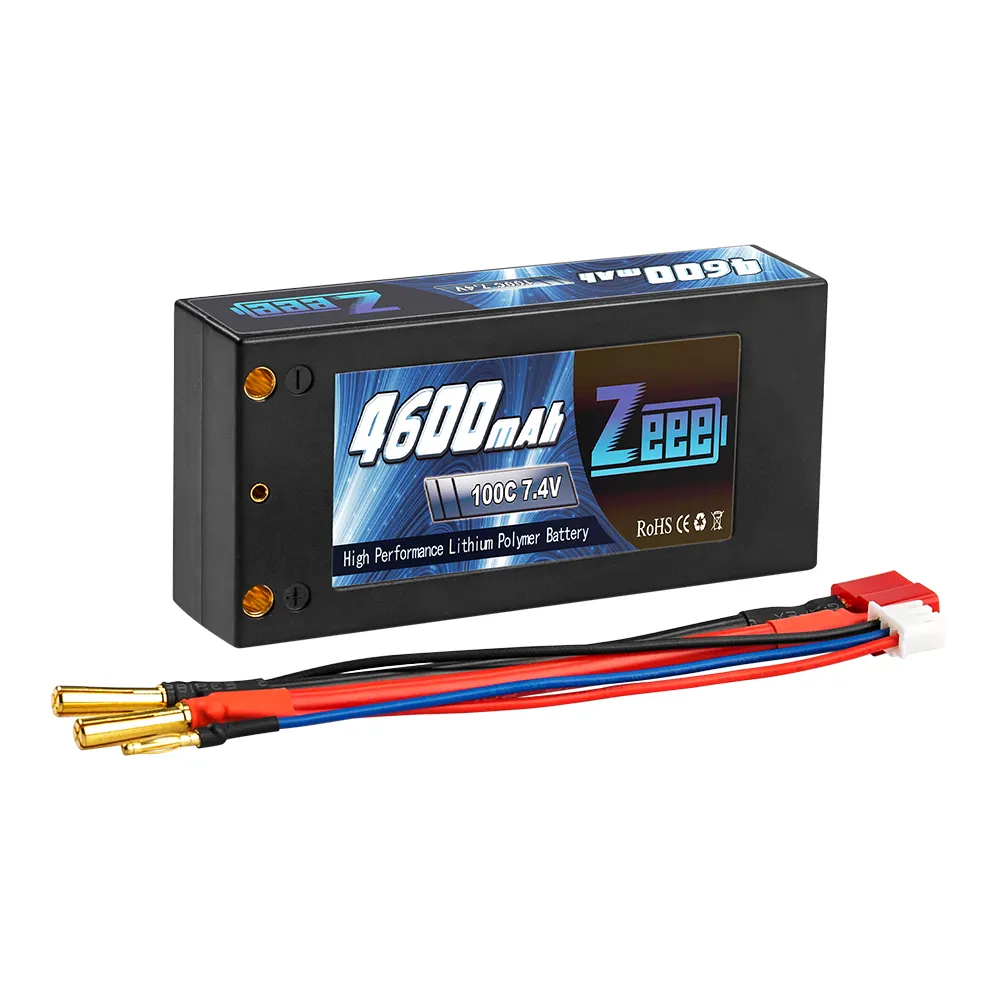 Zeee 2S 7.4V 100C 4600mAh Shorty Lipo Battery Hardcase with Deans Connector for RC 1/10 Scale Vehicles Car Trucks Boats RC Model